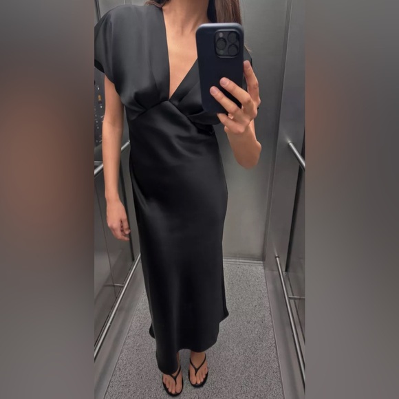 ZARA Black Satin Dress – XS - Picture 6 of 7